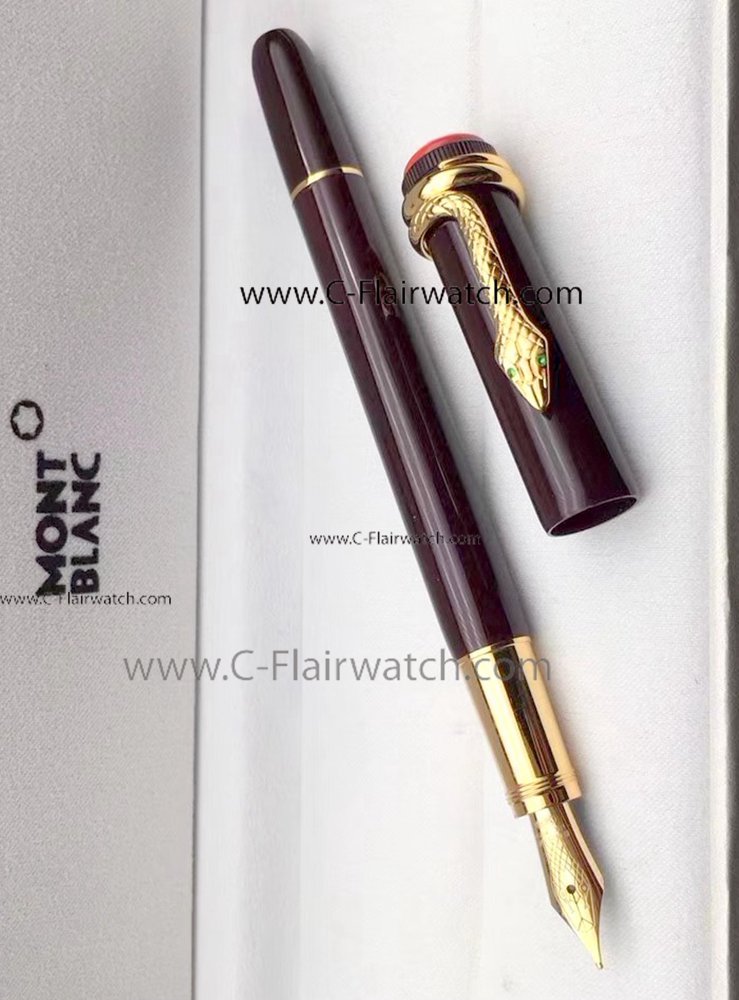 Brown Mont Blanc Rouge et Noir Fountain Pen Fake /Gold Trim